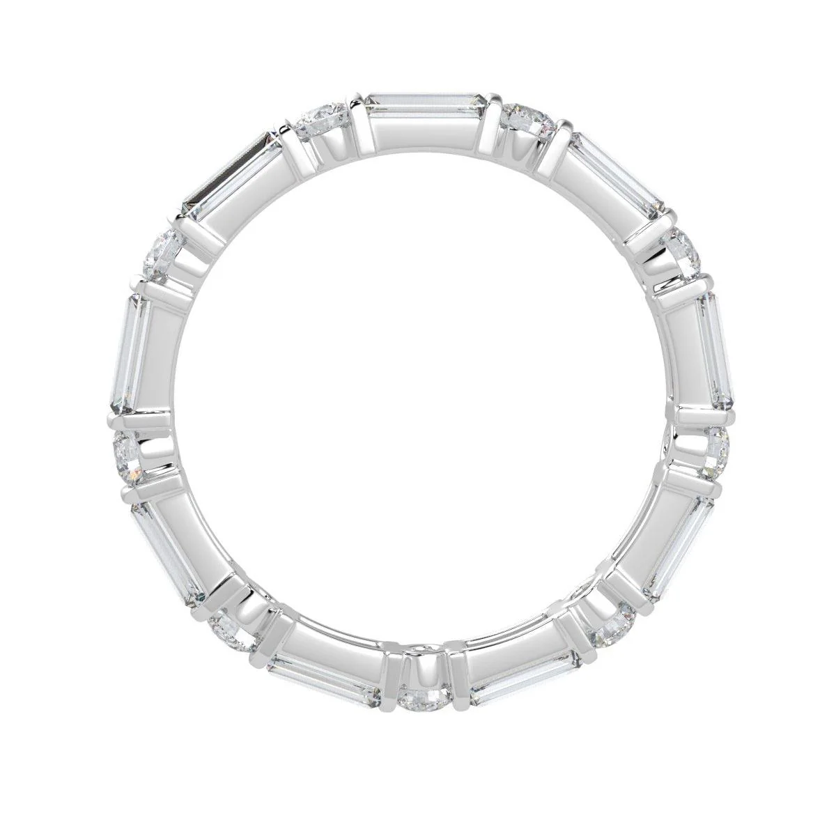 Round and Baguette Lab Diamond Bar set Full Eternity Ring in Platinum 2.50 CT F/VS - Image 4