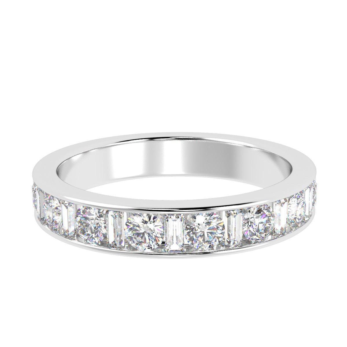 Round and Baguette Diamond Half eternity Ring in Platinum & 18K Gold - 0.50ct - 2.00ct - Image 4