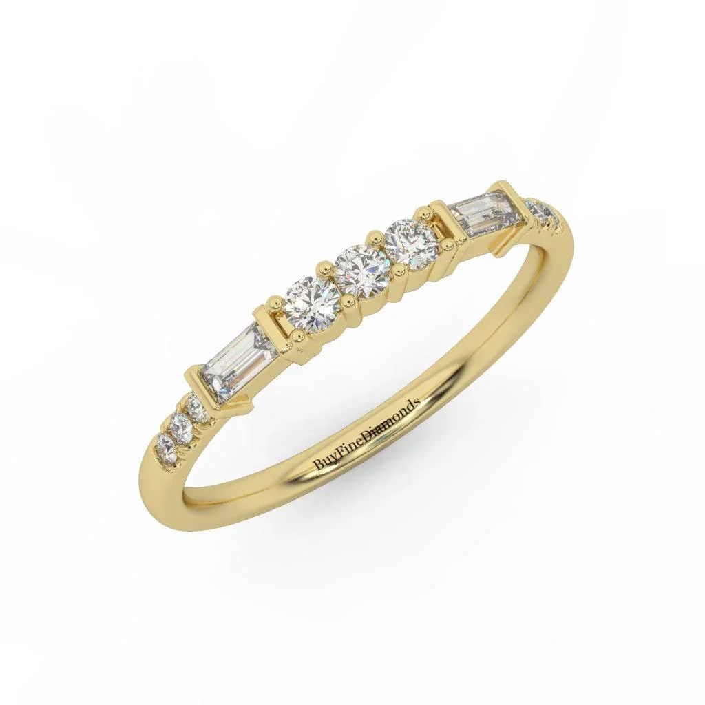 Round and Baguette Diamond Stacking Wedding Band Ring - Image 3