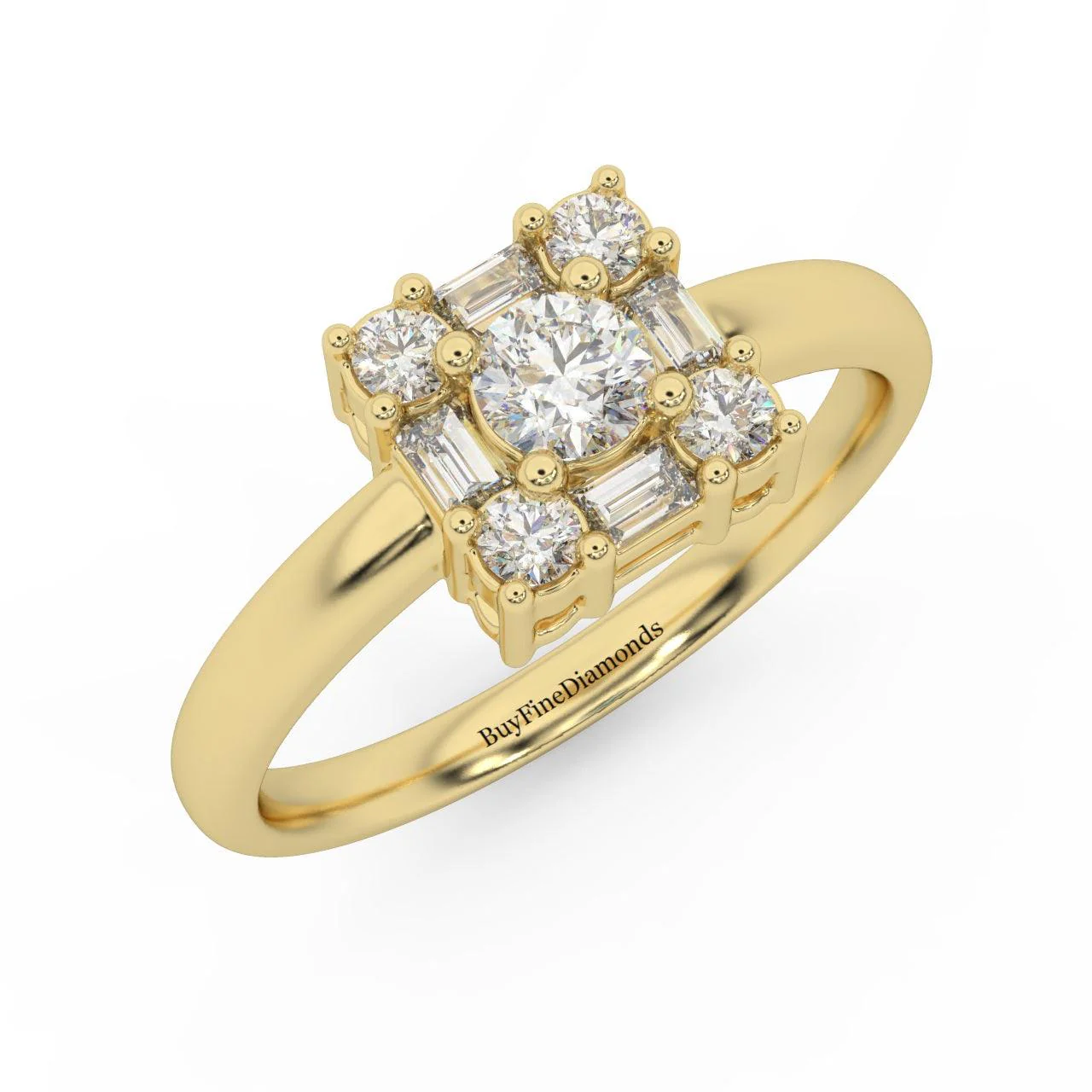 Round & Baguette Diamond Designer Women's Ring - 0.55 Carat - Image 3