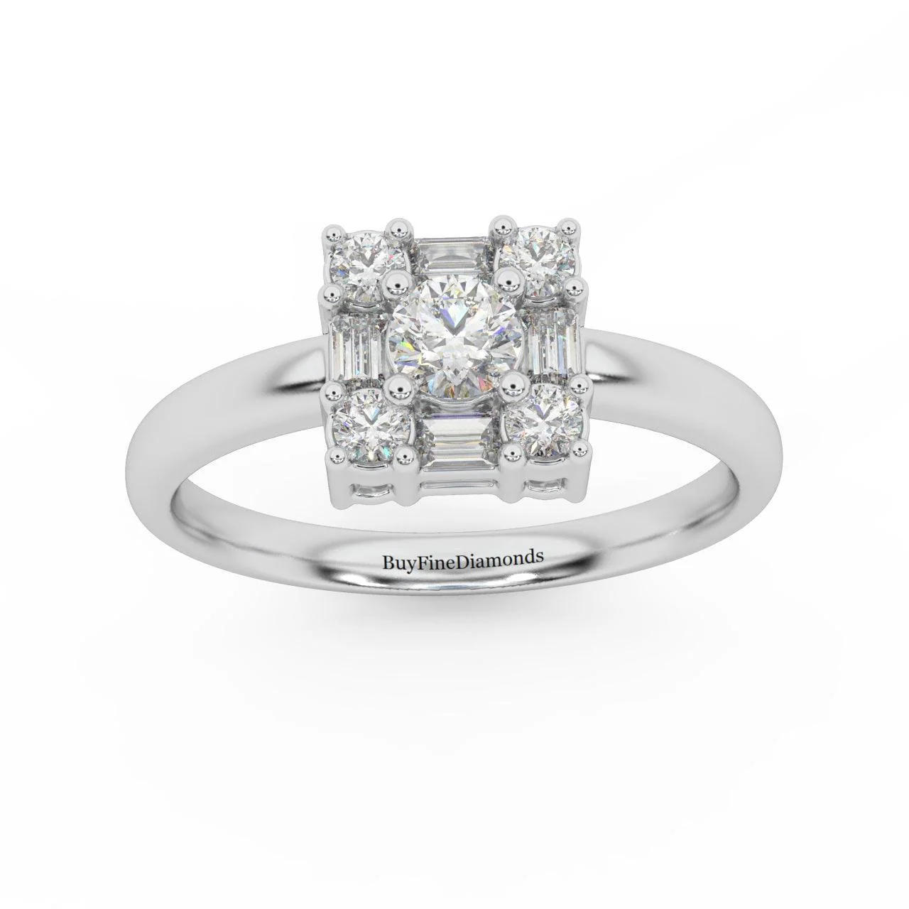Round & Baguette Diamond Designer Women's Ring - 0.55 Carat - Image 5