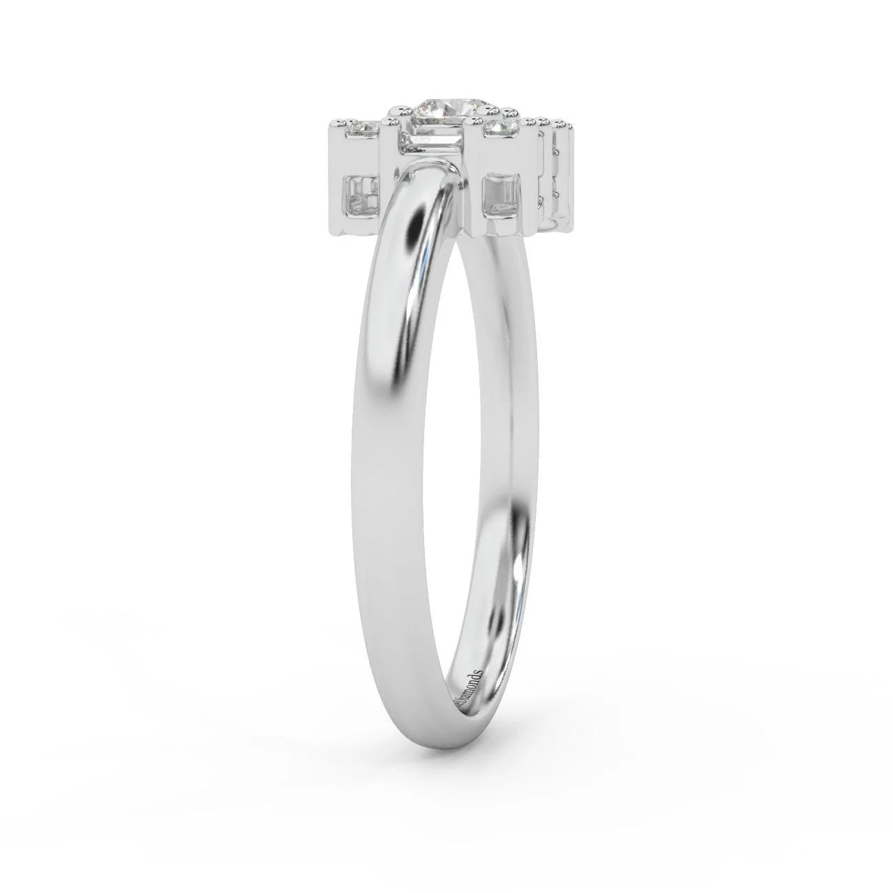 Round & Baguette Diamond Designer Women's Ring - 0.55 Carat - Image 6