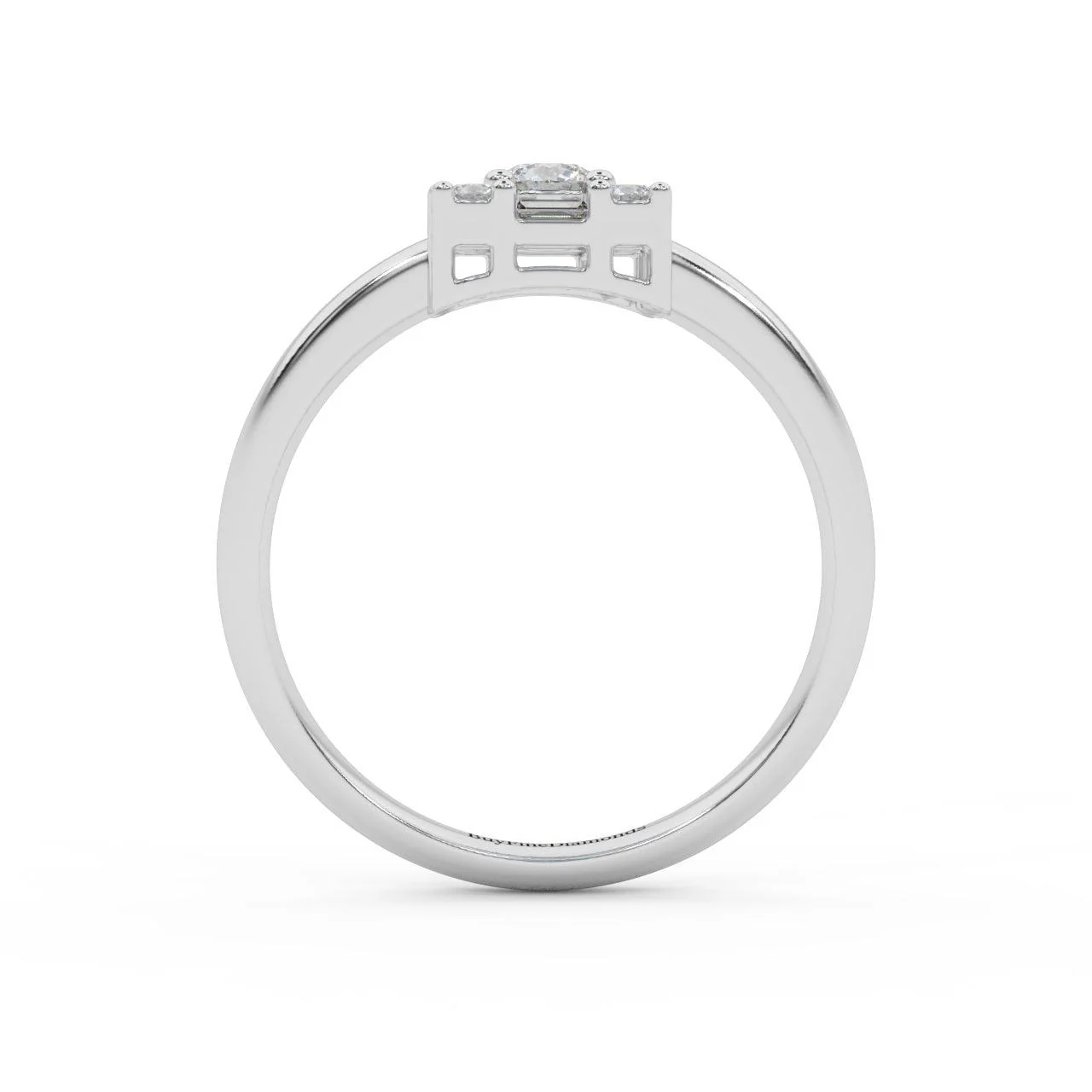 Round & Baguette Diamond Designer Women's Ring - 0.55 Carat - Image 7
