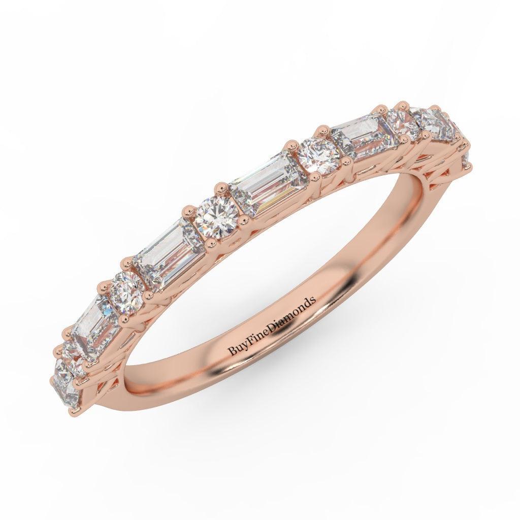 Round & Baguette Diamond Half Eternity Ring Women Wedding Ring - 0.85 Carat - Image 4