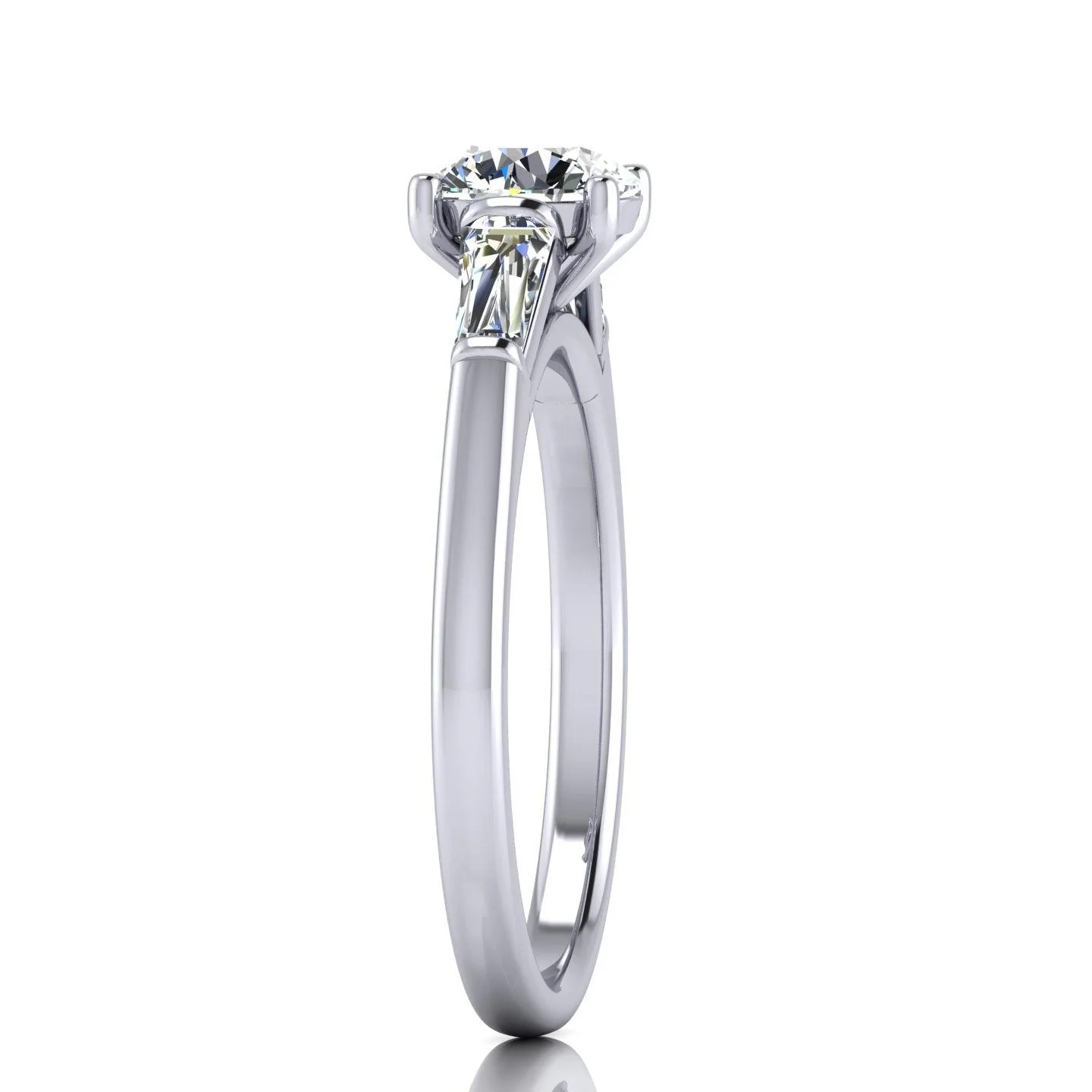 Round & Baguette Tapper Diamond Trilogy Engagement Ring in Platinum 1.00Ct-3.00Ct - Image 5