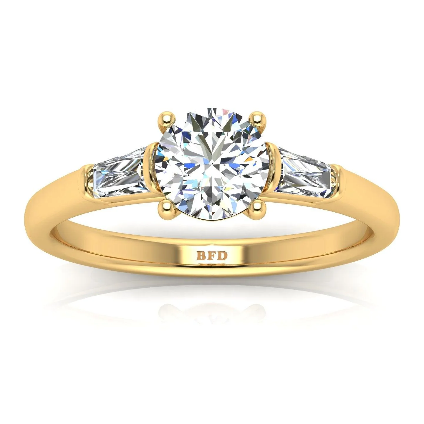 Round & Baguette Tapper Diamond Trilogy Engagement Ring in Platinum 1.00Ct-3.00Ct - Image 6