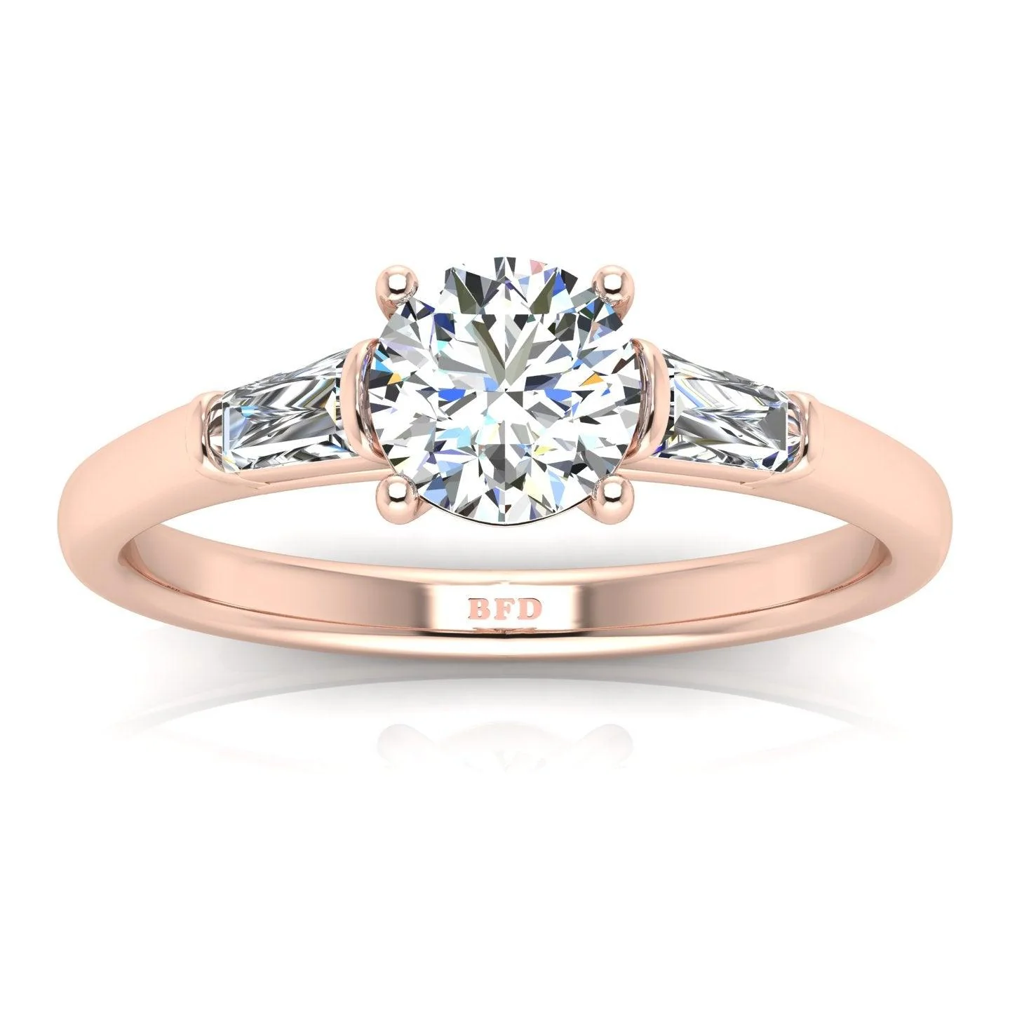 Round & Baguette Tapper Diamond Trilogy Engagement Ring in Platinum 1.00Ct-3.00Ct - Image 7