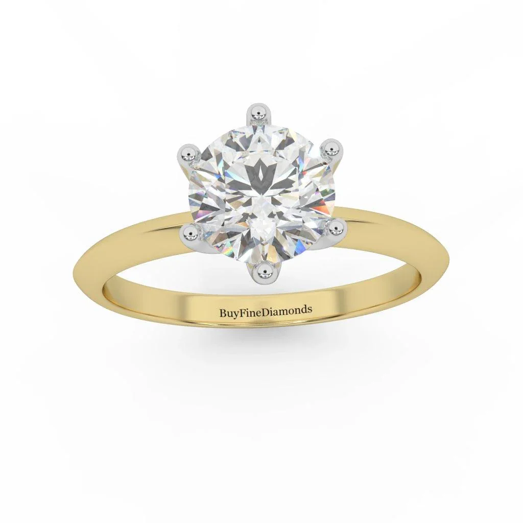 Round Diamond 6 Claw Tiffany Style Solitaire Ring - Customize Your Own - Image 3