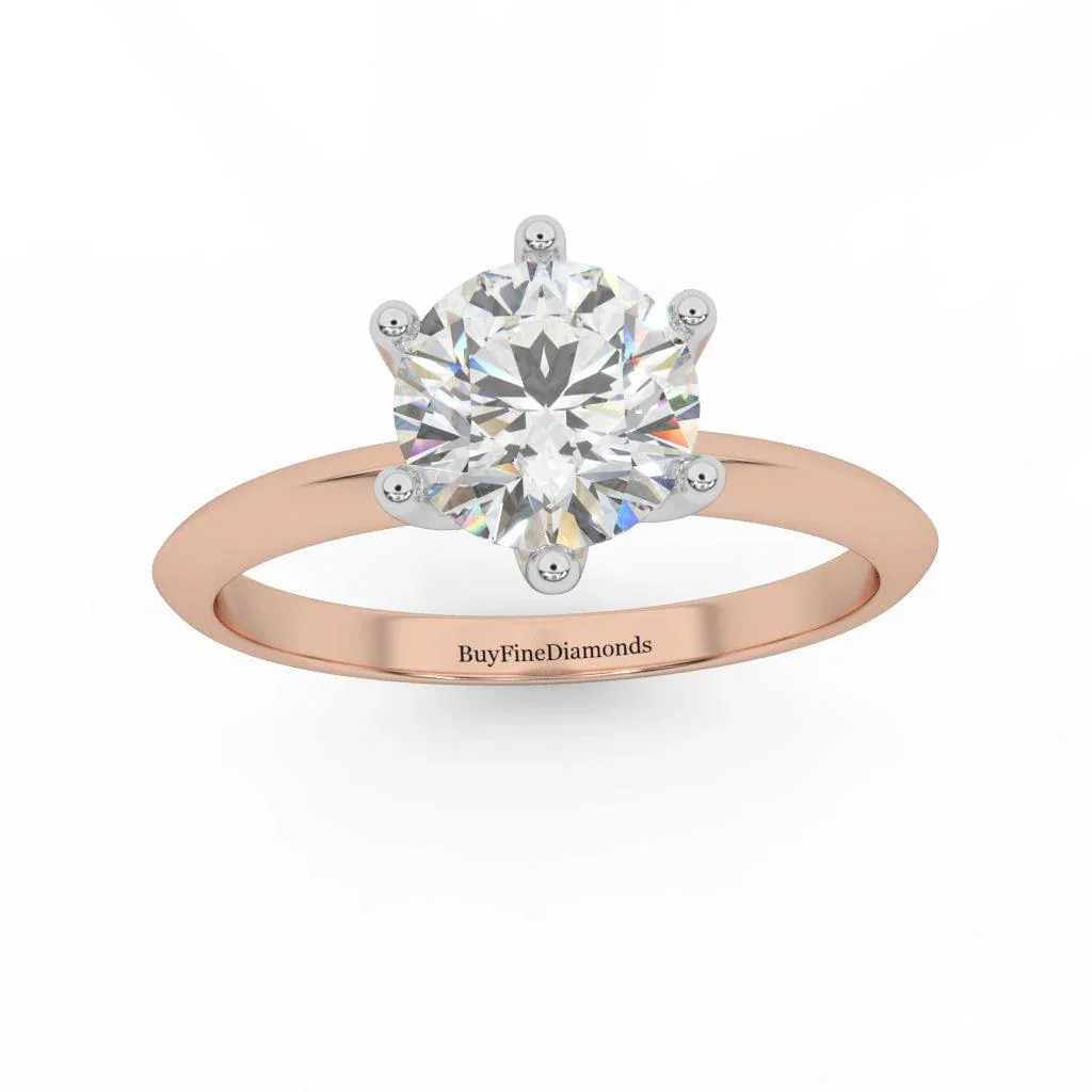 Round Diamond 6 Claw Tiffany Style Solitaire Ring - Customize Your Own - Image 4