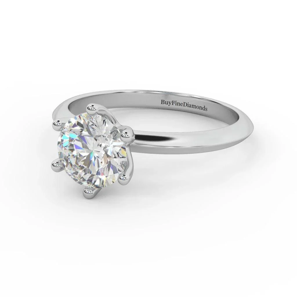 Round Diamond 6 Claw Tiffany Style Solitaire Ring - Customize Your Own - Image 5