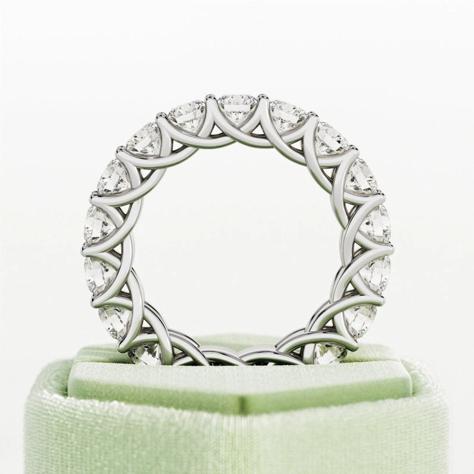 Round Diamond Claw Set Full Eternity Ring for Women's - 4.00Carat - 6.00Carat - D/VVS - Image 2