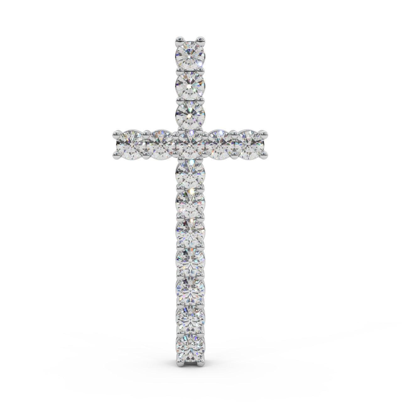 Round Diamond Cross Pendant Necklace - 1.10 Carat - Image 5