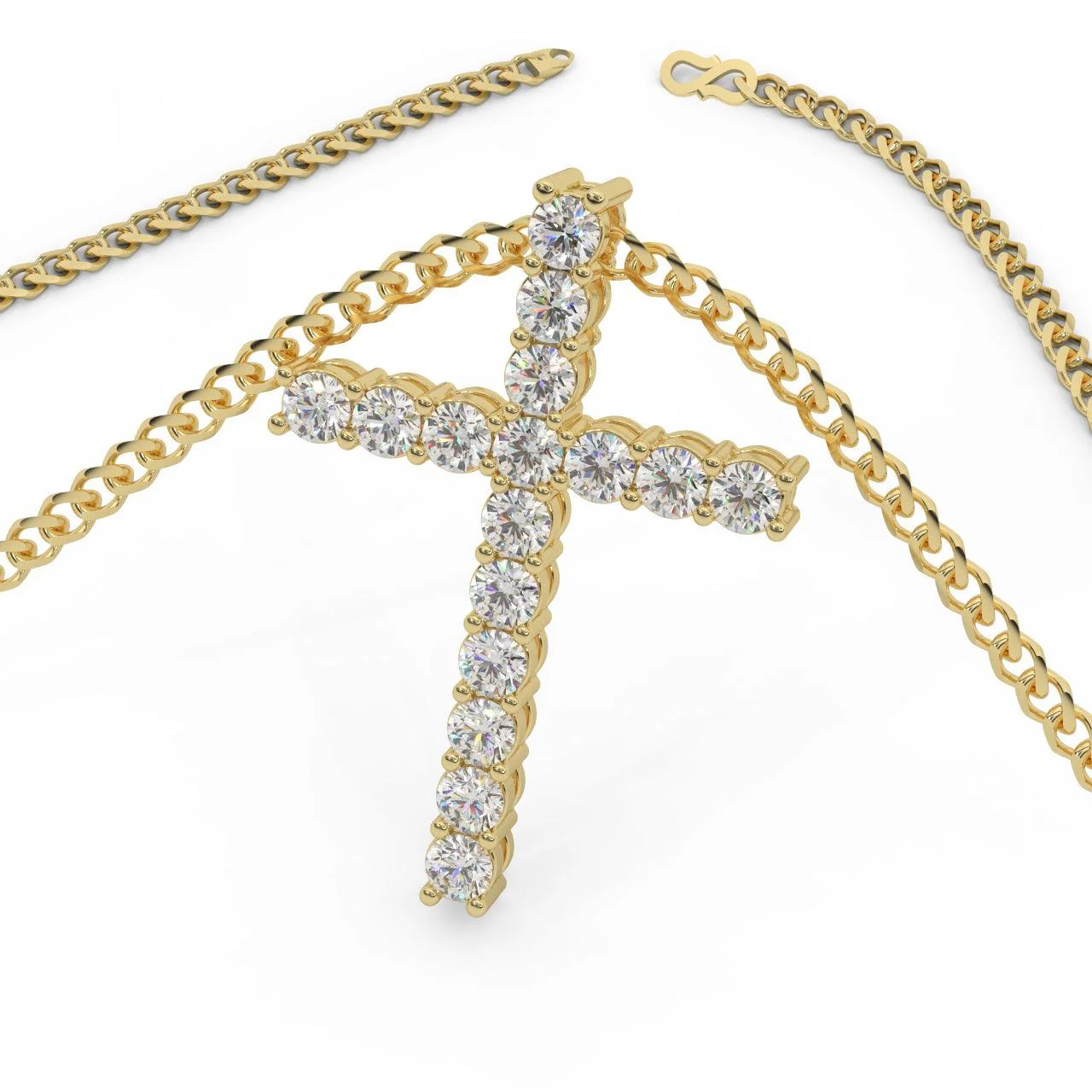 Lab Grown Round Diamond Cross Pendant Necklace D-E/VS Top Quality - 5.00 Carat - Image 3