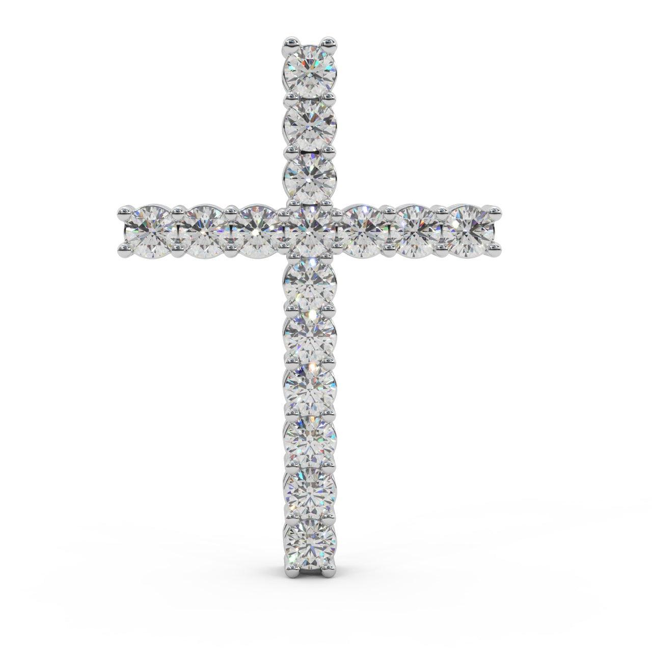 Lab Grown Round Diamond Cross Pendant Necklace D-E/VS Top Quality - 5.00 Carat - Image 5