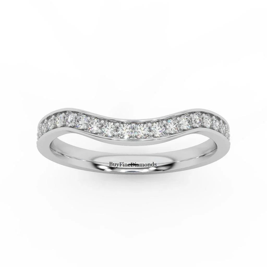 Round Diamond Curved Half Eternity Wedding Ring - 0.33 Carat - Image 5