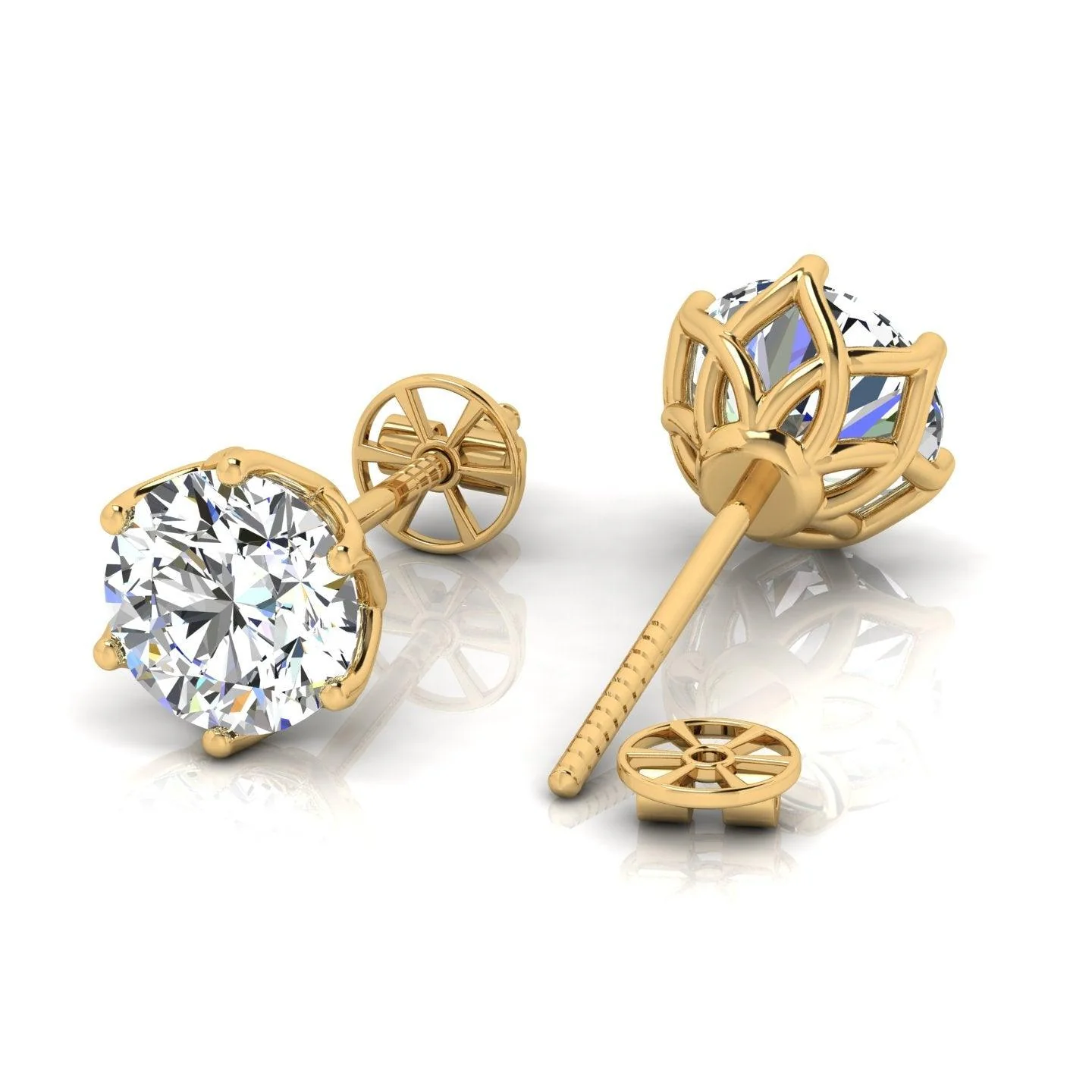 Certified D/VS 2.00Ct Round Diamond Designer Stud Earrings in 18k Gold / Platinum - Image 3