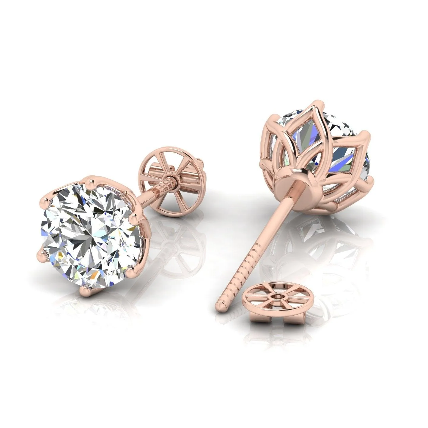 Certified D/VS 2.00Ct Round Diamond Designer Stud Earrings in 18k Gold / Platinum - Image 4