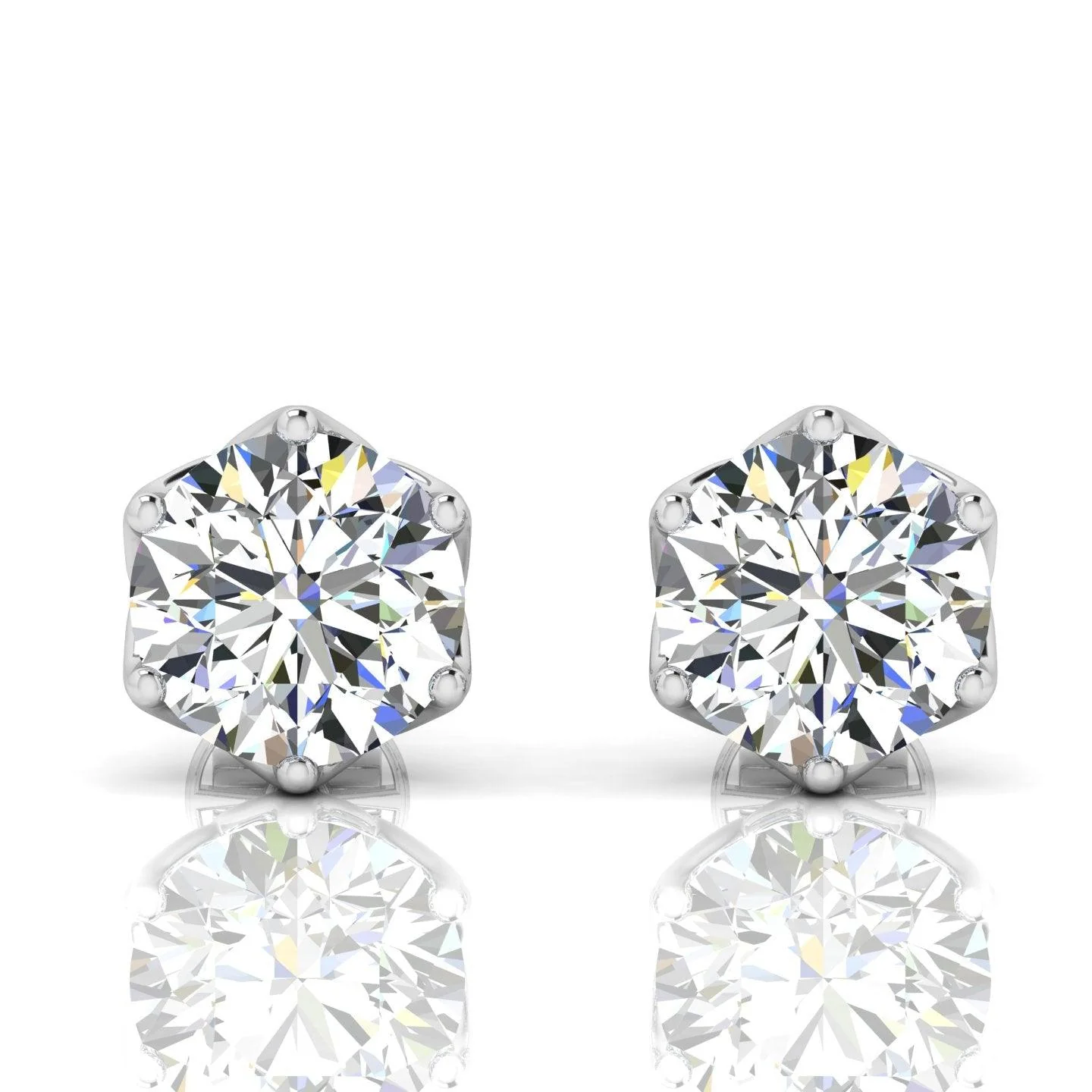 Certified D/VS 2.00Ct Round Diamond Designer Stud Earrings in 18k Gold / Platinum - Image 5