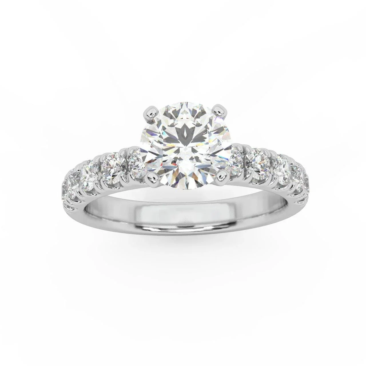 Round Diamond Engagement Ring - Micro Pave Set