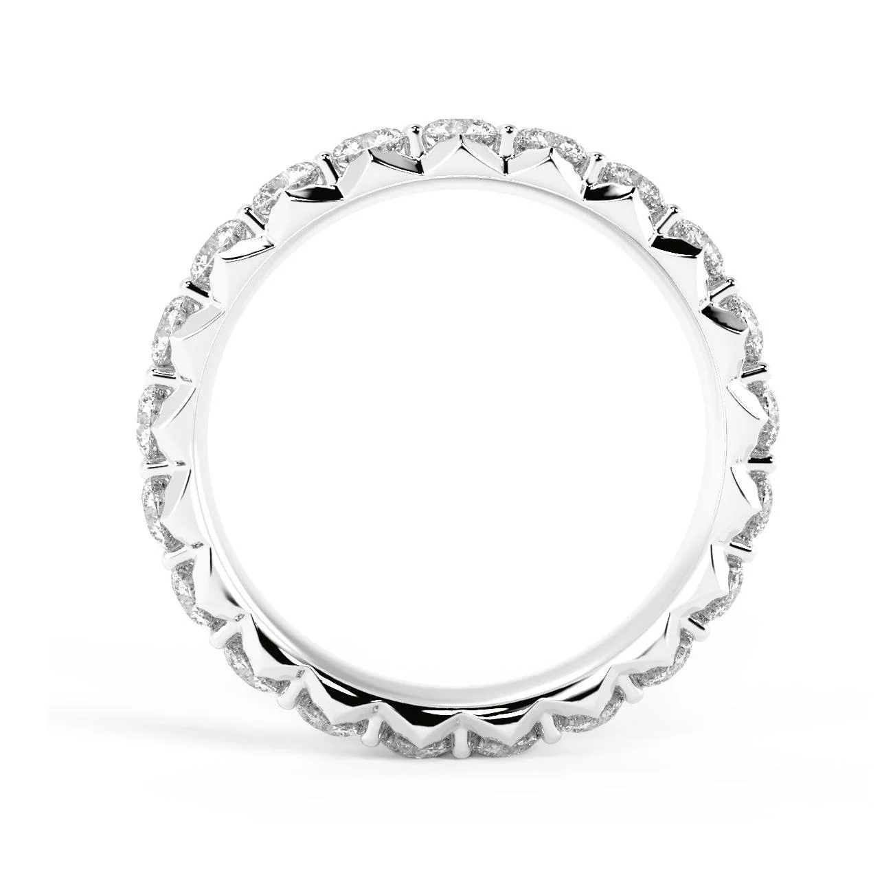 Round Lab Diamond French Pave Full Eternity Ring for Women's - 1.00Ct - 3.00Ct - D/VS - Image 2