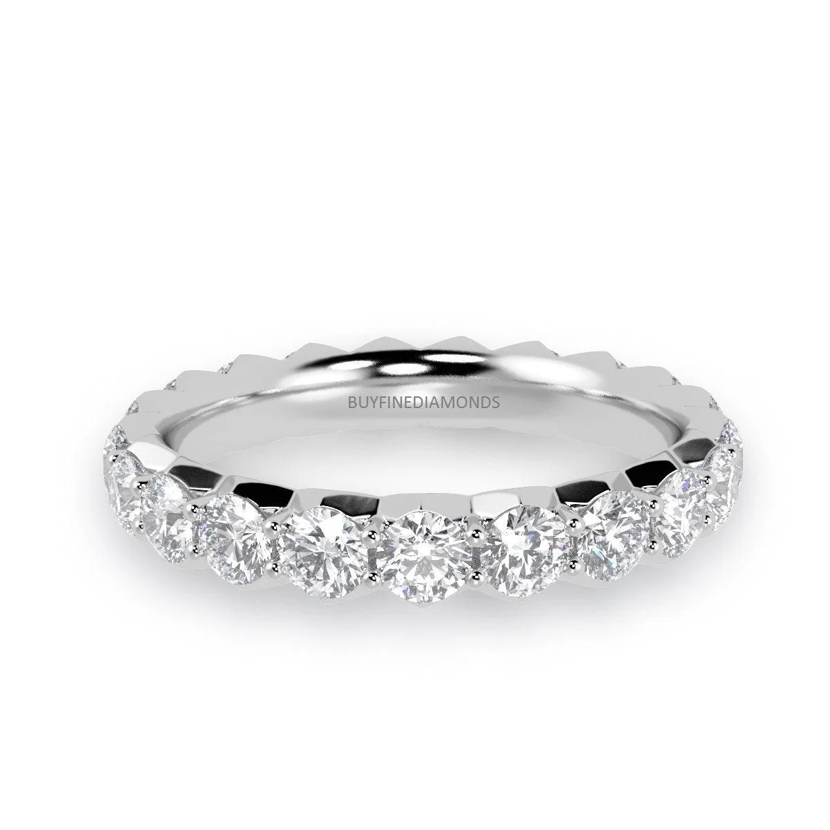 Round Lab Diamond French Pave Full Eternity Ring for Women's - 1.00Ct - 3.00Ct - D/VS - Image 4