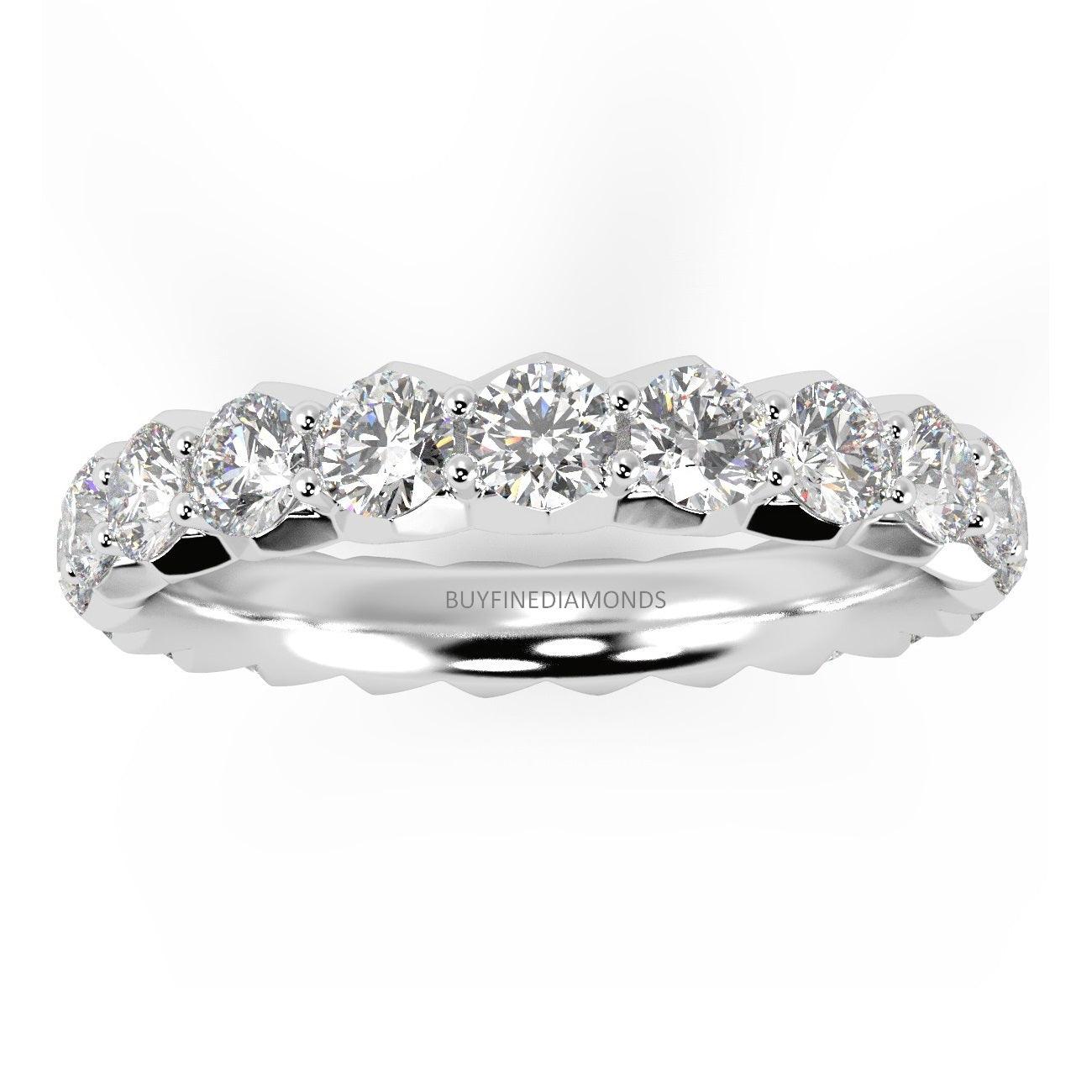 Round Lab Diamond French Pave Full Eternity Ring for Women's - 1.00Ct - 3.00Ct - D/VS - Image 6