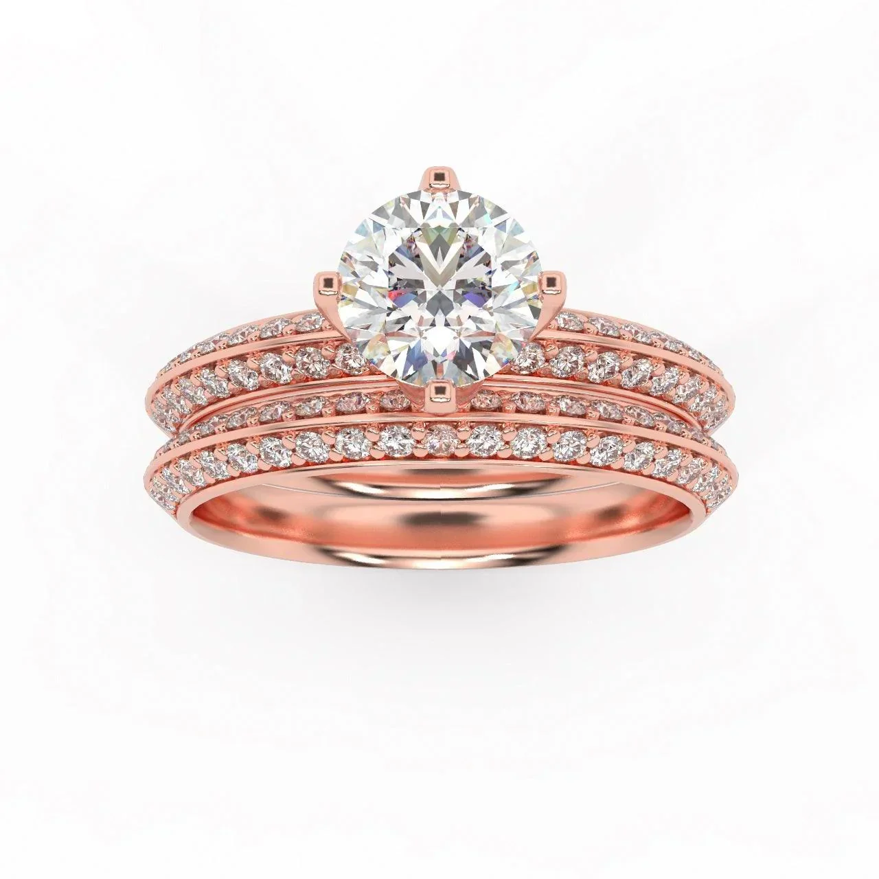 Round Diamond Knife Edge Bridal Set Engagement Ring - Image 4