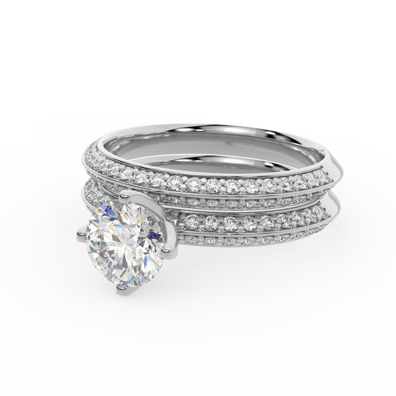 Round Diamond Knife Edge Bridal Set Engagement Ring - Image 5