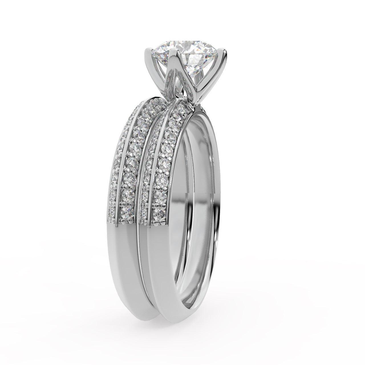 Round Diamond Knife Edge Bridal Set Engagement Ring - Image 7