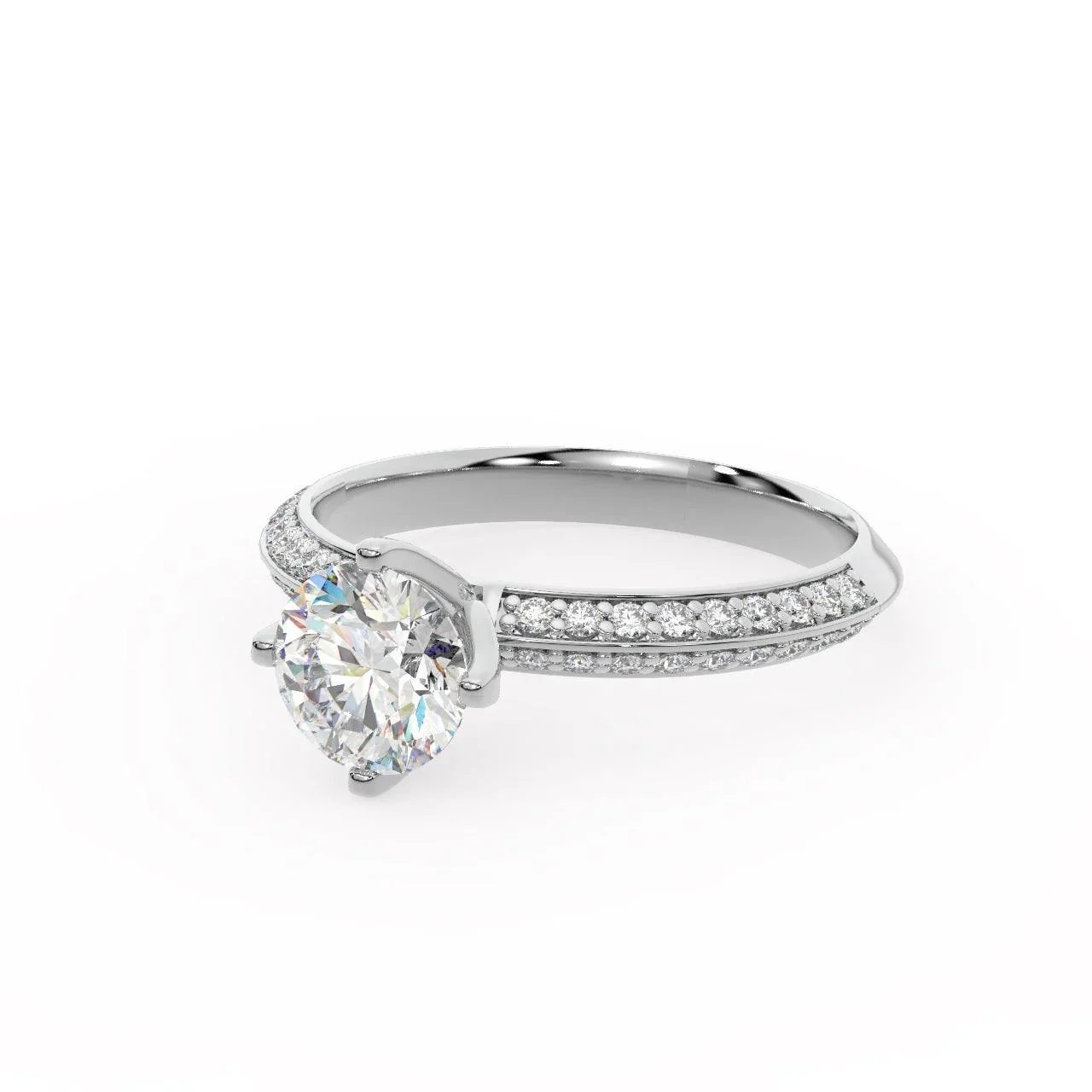 Round Diamond Knife Edge Engagement Ring - Image 5