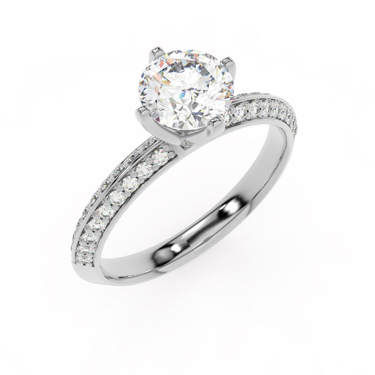 Round Diamond Knife Edge Engagement Ring - Image 6