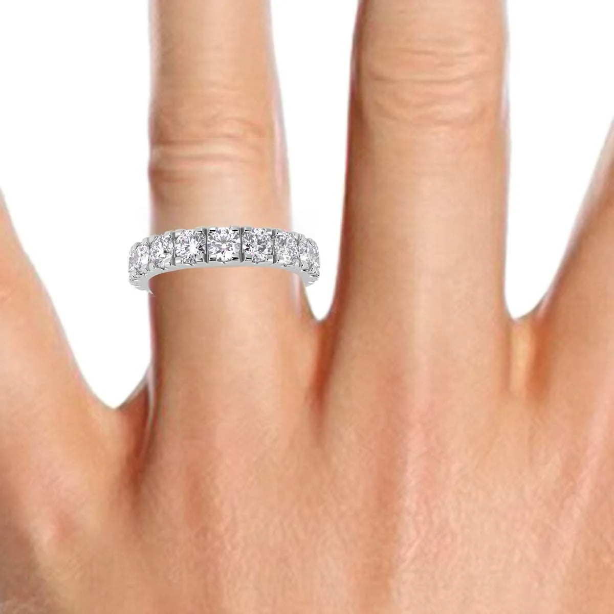 2.00Ct D/VS Round Diamond Micro Pave Set Full Eternity Ring in Hallmarked Platinum & 18k Gold - Image 5