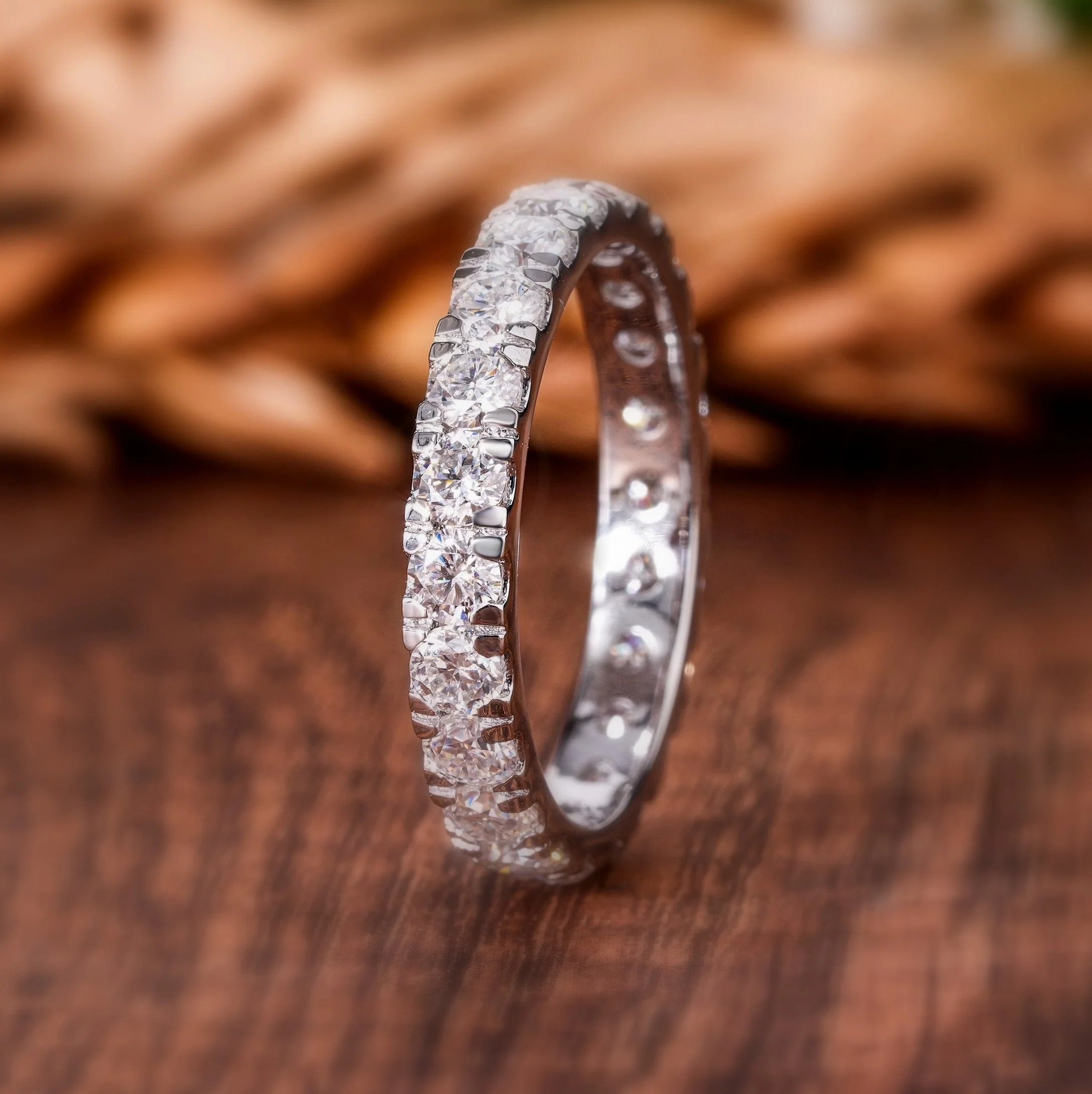 2.00Ct D/VS Round Diamond Micro Pave Set Full Eternity Ring in Hallmarked Platinum & 18k Gold - Image 6
