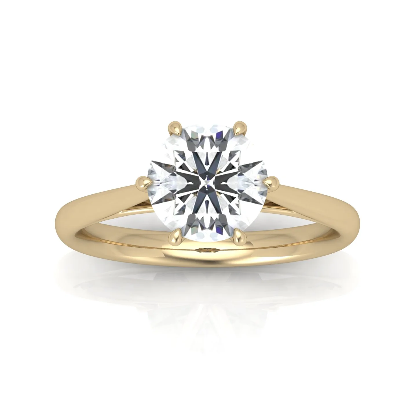 Round Diamond Six Prong Cathedral Solitaire Ring - Image 10