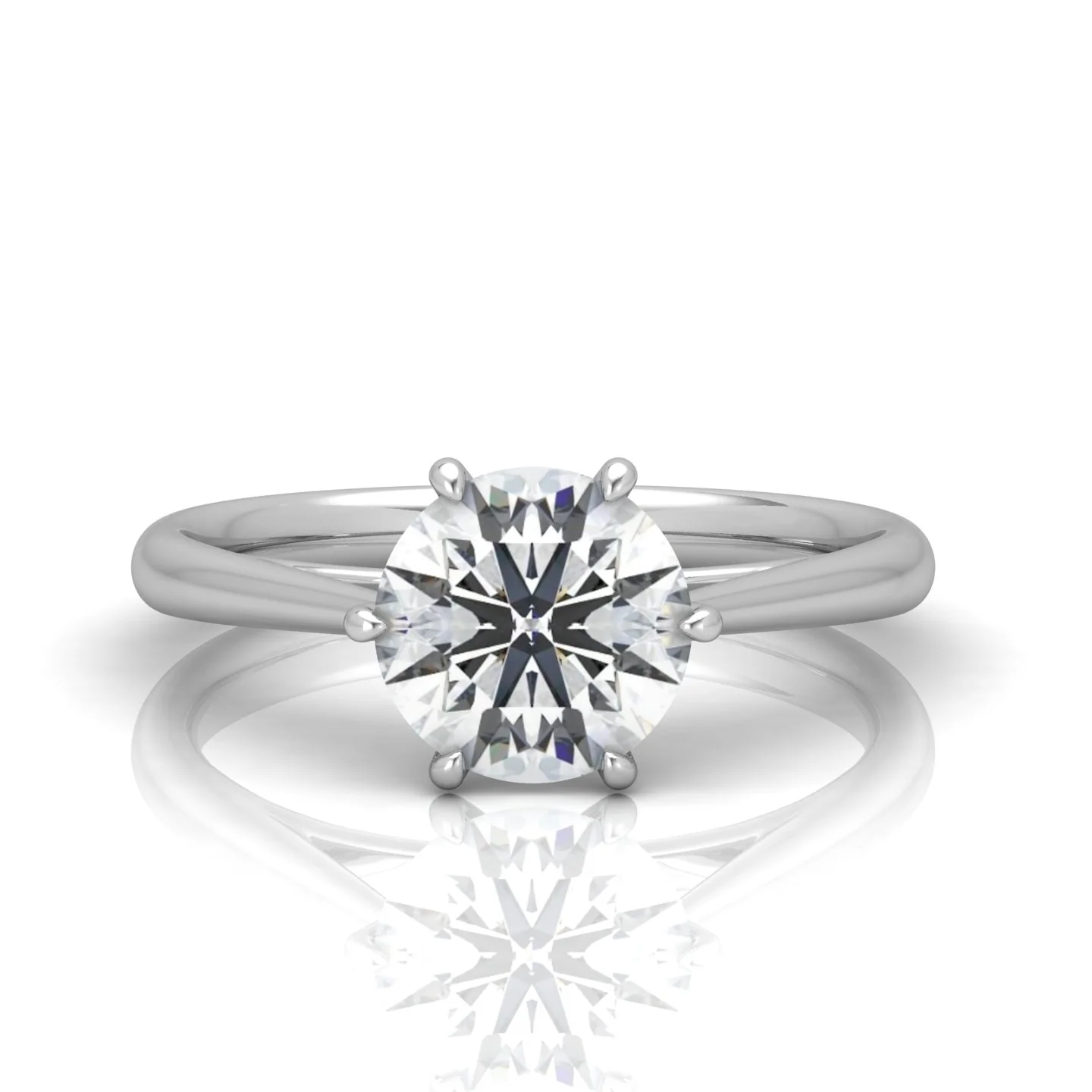 Round Diamond Six Prong Cathedral Solitaire Ring - Image 14