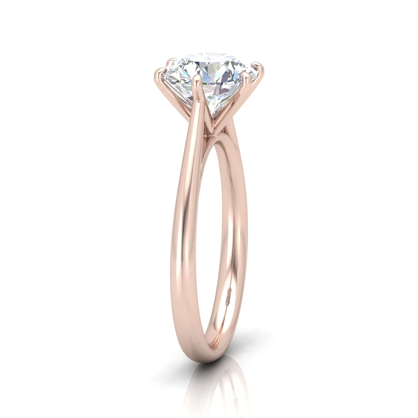 Round Diamond Six Prong Cathedral Solitaire Ring - Image 4