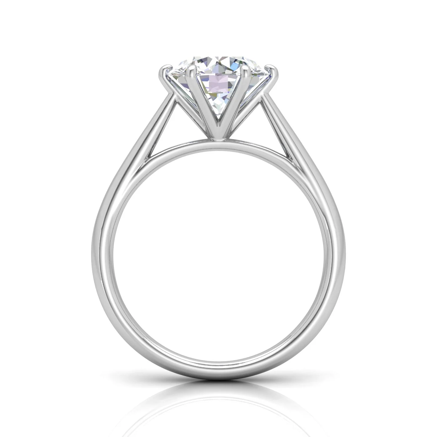 Round Diamond Six Prong Cathedral Solitaire Ring - Image 8
