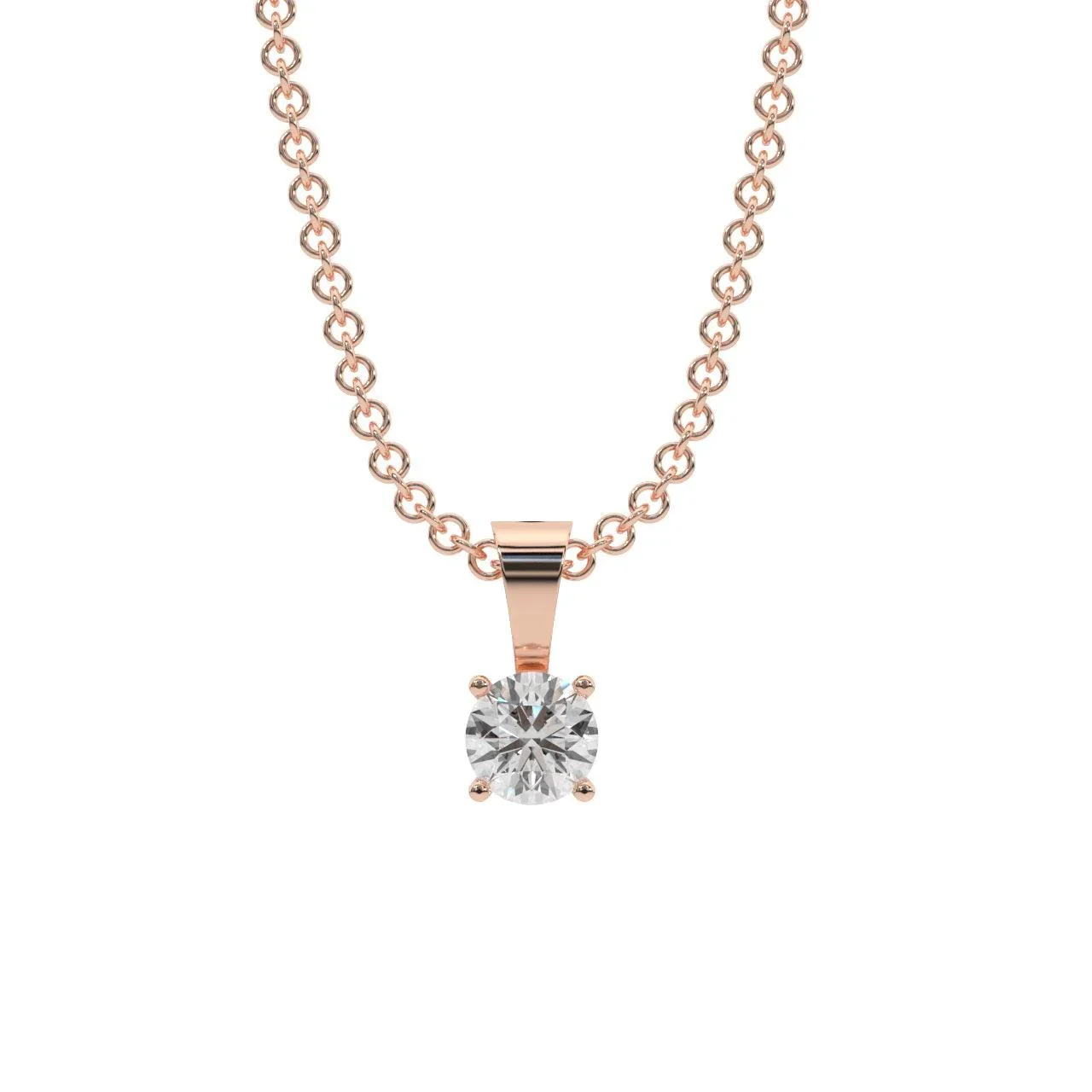 Round Diamond Solitaire Pendant Necklace for Women - (0.10ct-0.33ct) - Image 3