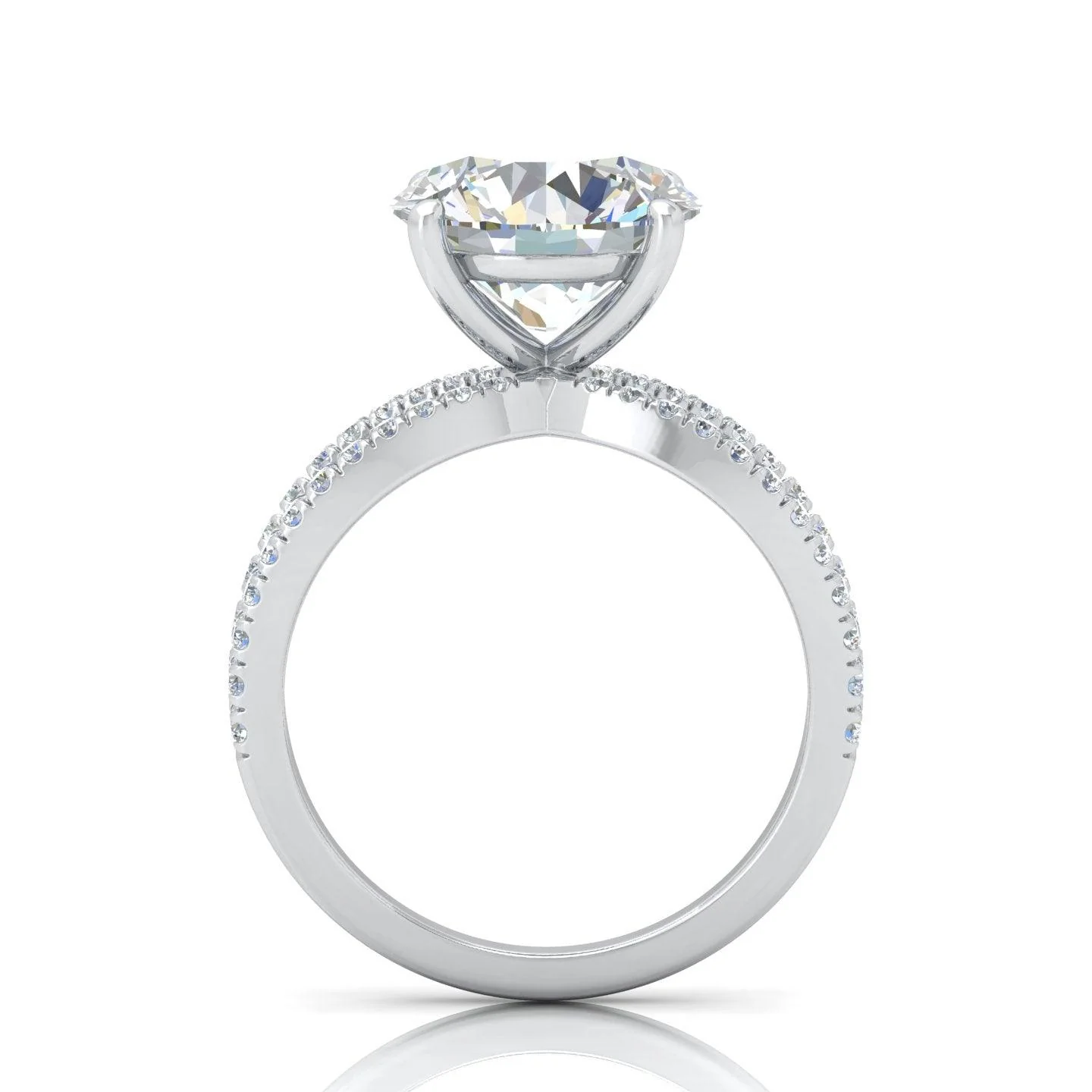 Round Diamond Split Shank Engagement Ring in 18k Gold / Platinum 3.50Ct - Image 8