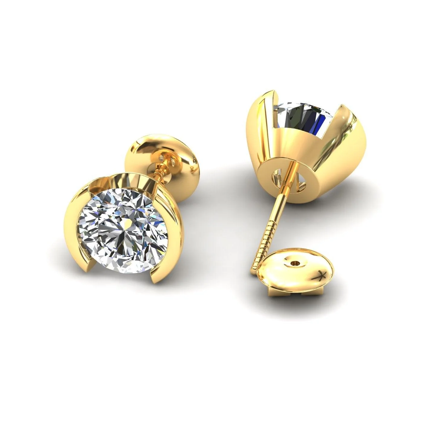 Certified D/VS 2.00Ct Round Diamond Stud Earrings in 18k Gold / Platinum - Image 2