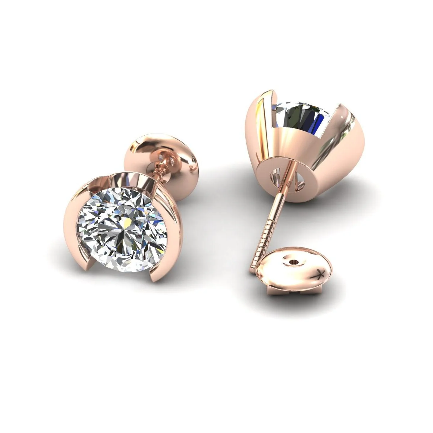 Certified D/VS 2.00Ct Round Diamond Stud Earrings in 18k Gold / Platinum - Image 3