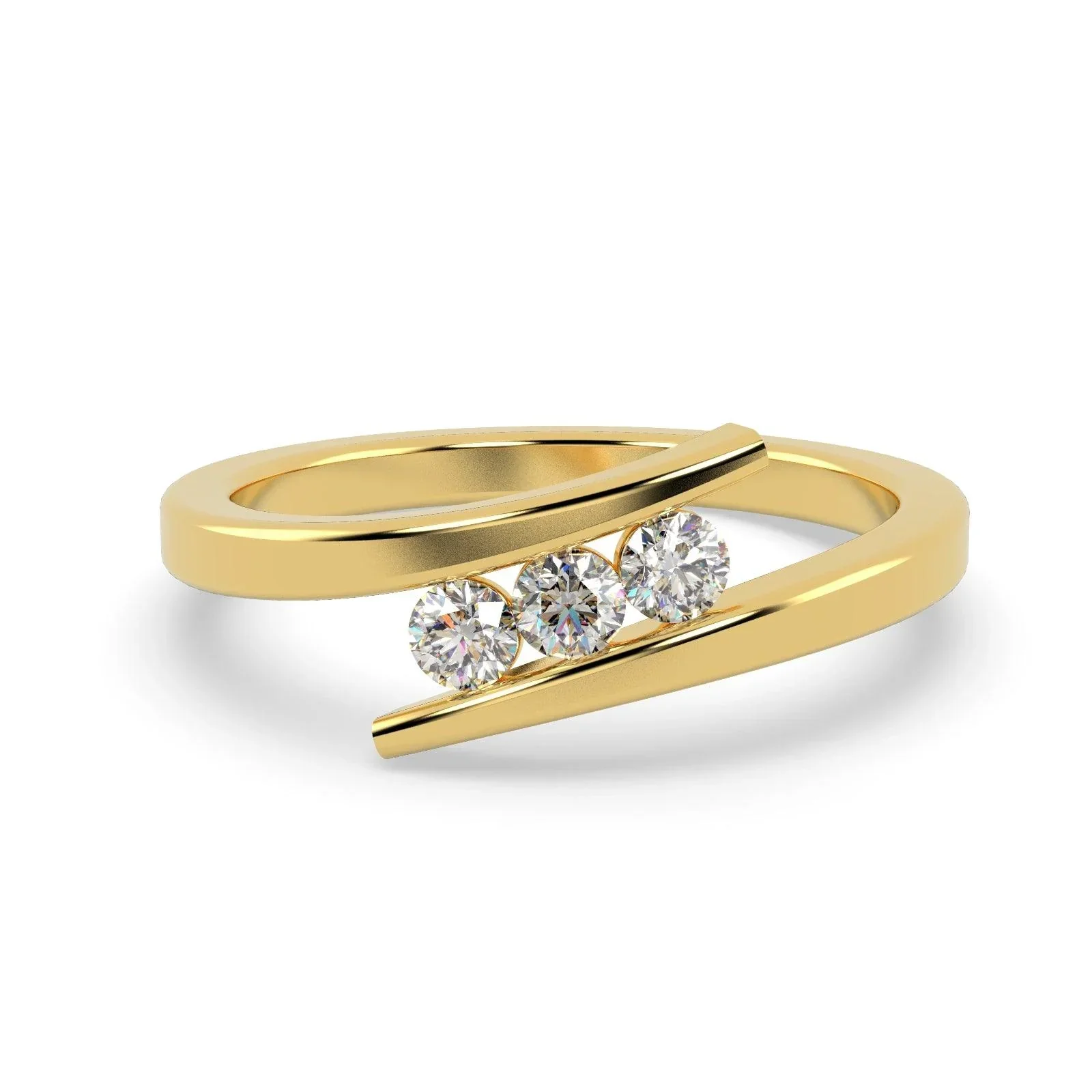 LAB DIAMOND 3 STONE TRILOGY RING 0.33CT D/VVS SET IN 9K GOLD - Image 3