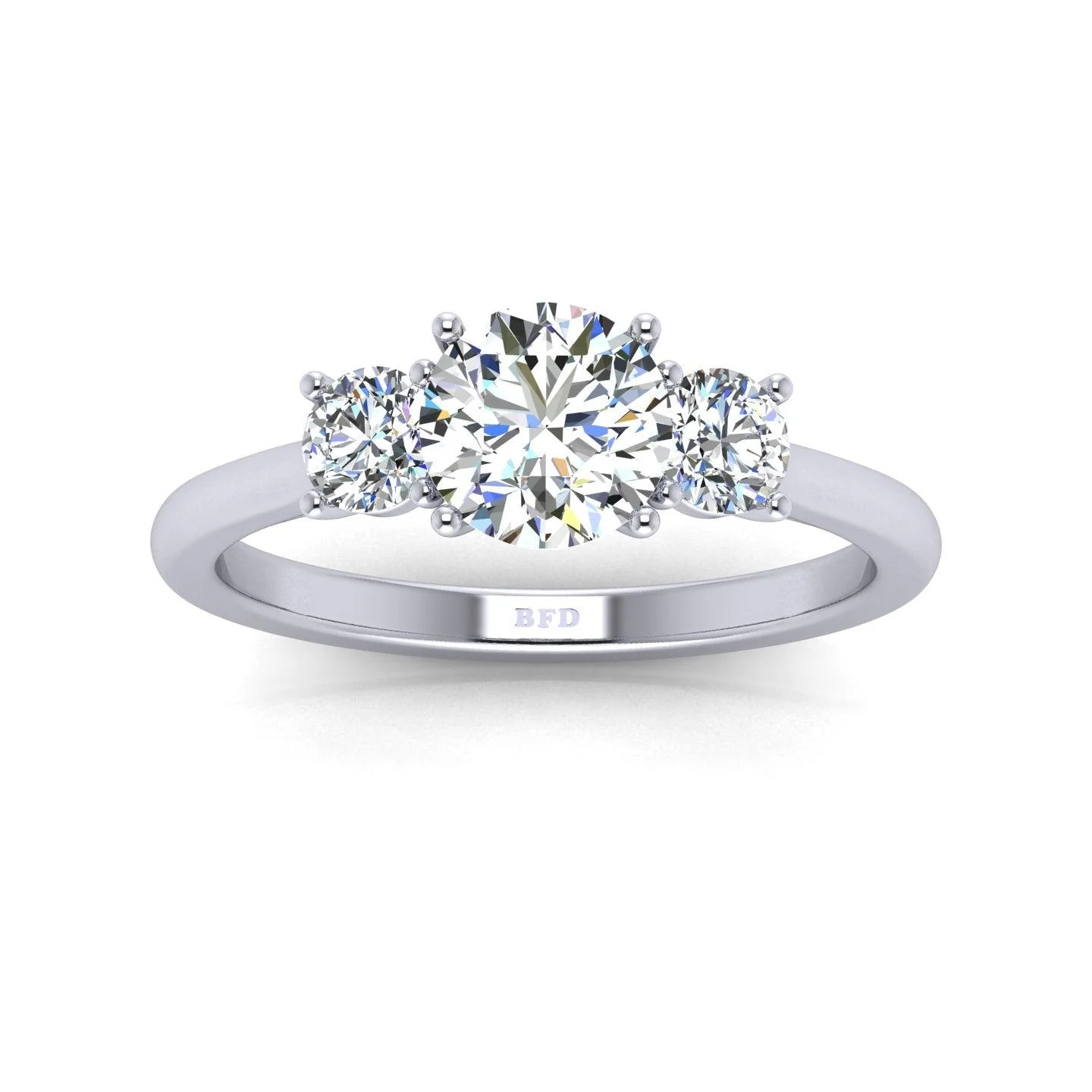 Round Diamond Trilogy Engagement Ring in Platinum 1.50Ct - Image 5