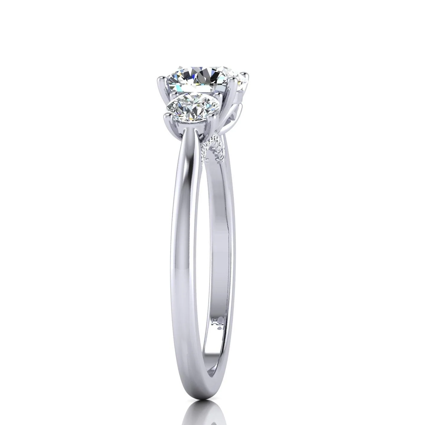 Round Diamond Trilogy Engagement Ring in Platinum 1.50Ct - Image 6