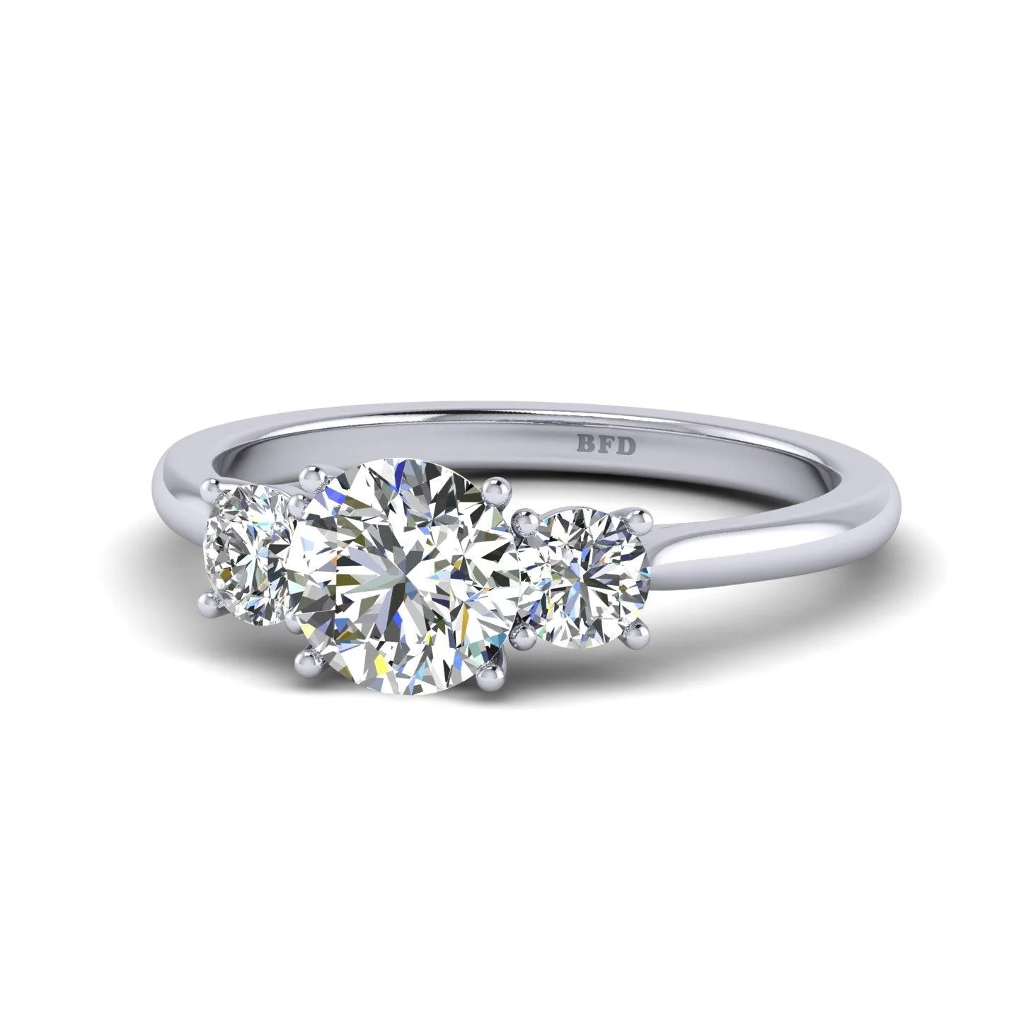 Round Diamond Trilogy Engagement Ring in Platinum 1.50Ct - Image 7