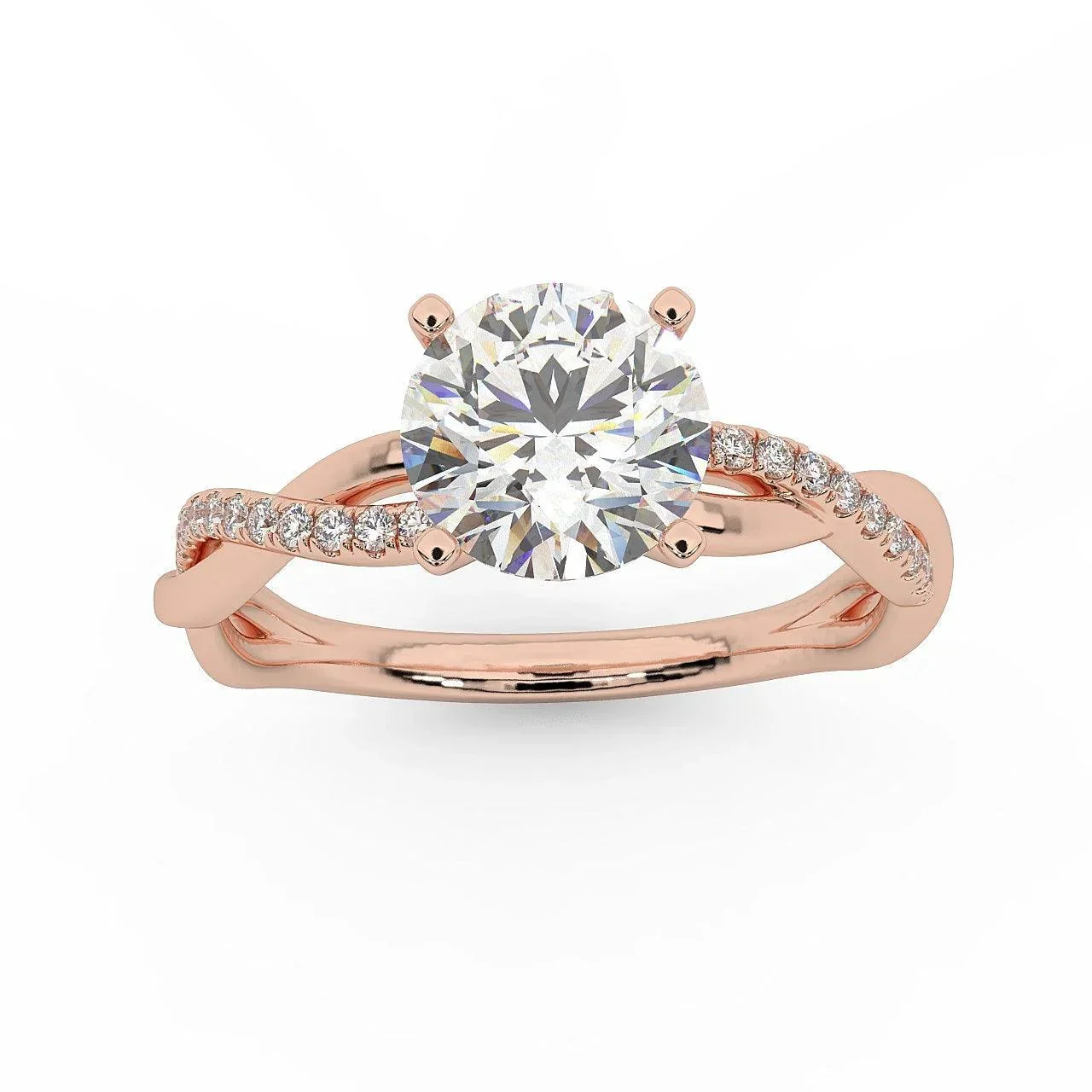 IGI Certified Round Diamond Lab Grown Petite Twisted Vine Nature Inspired Diamond Engagement Ring - Image 4