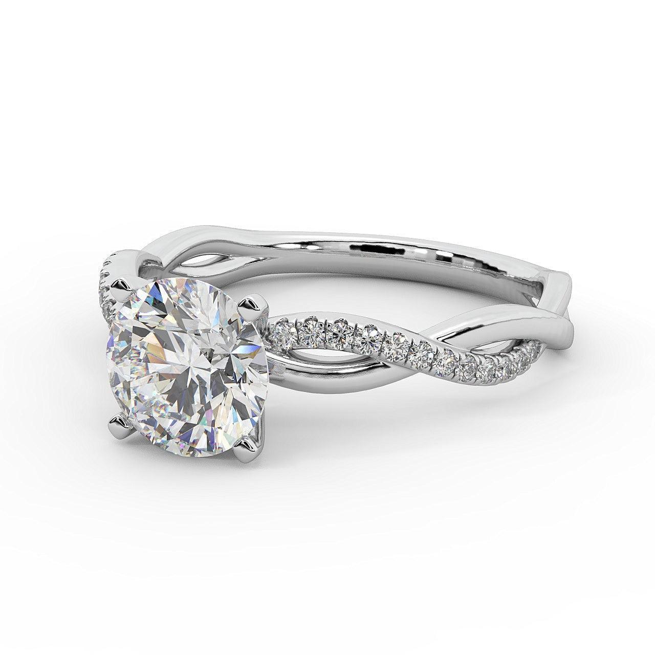 IGI Certified Round Diamond Lab Grown Petite Twisted Vine Nature Inspired Diamond Engagement Ring - Image 6