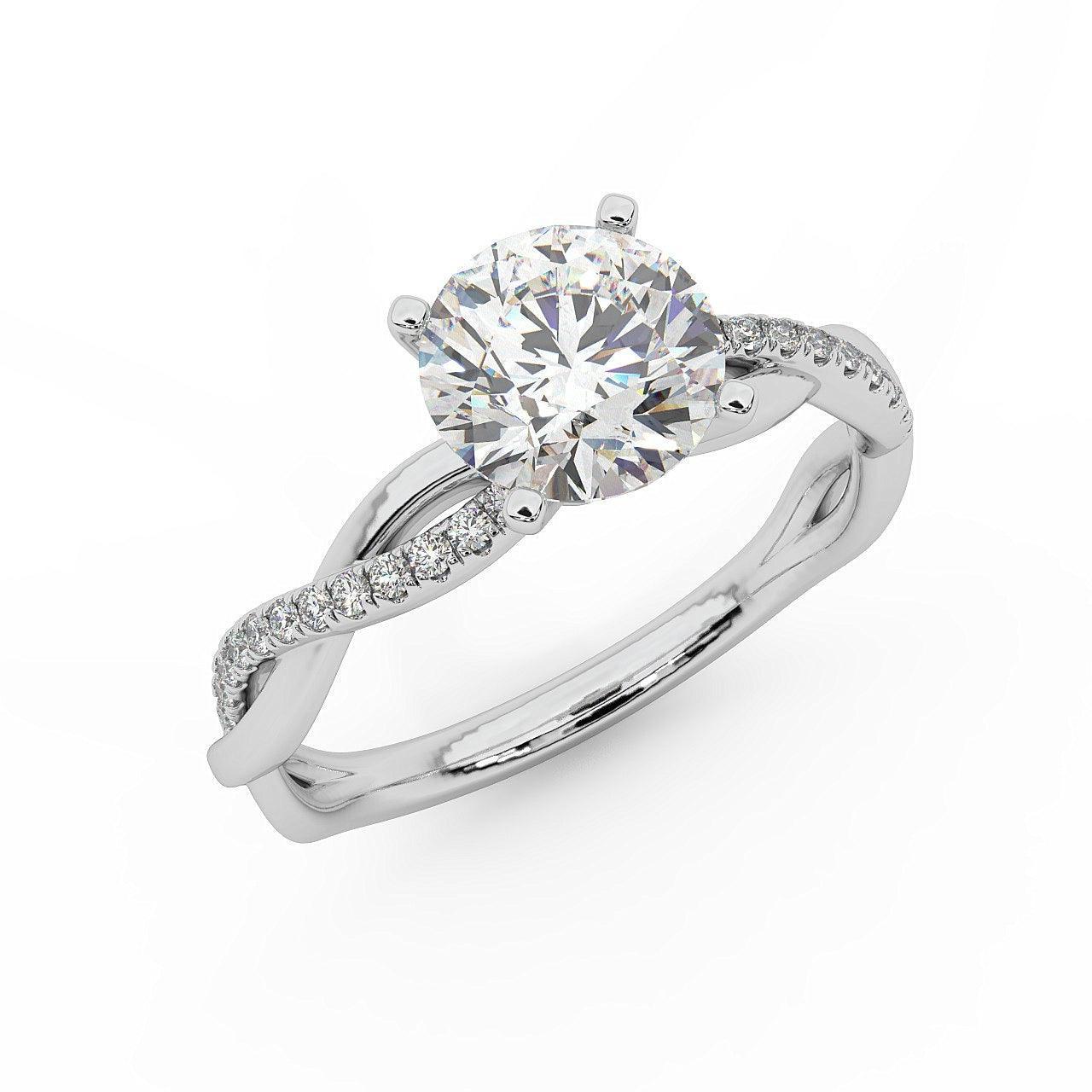 IGI Certified Round Diamond Lab Grown Petite Twisted Vine Nature Inspired Diamond Engagement Ring - Image 7