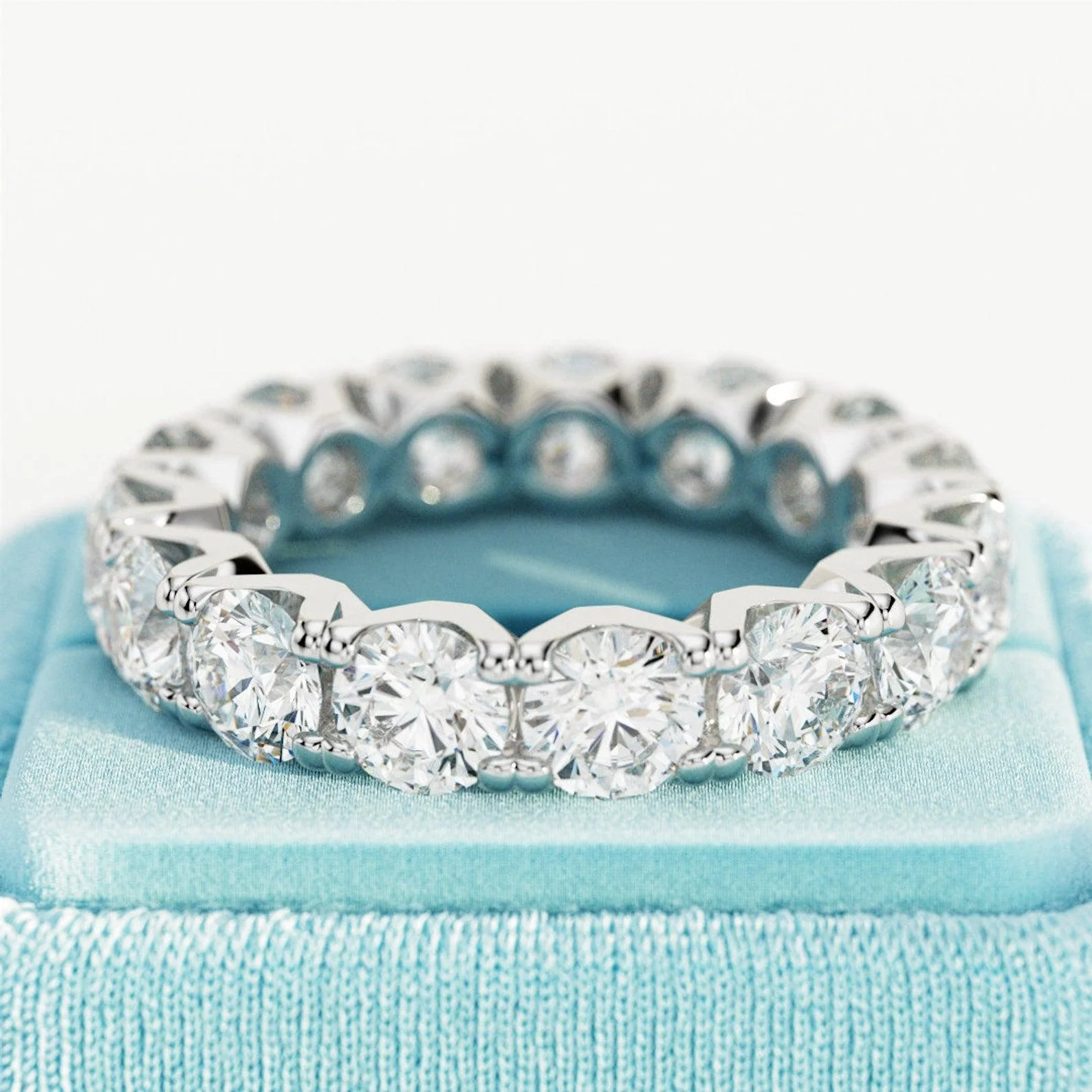 Round Diamond V Prong Full Eternity Ring for Women's - 4.00Carat - 6.00Carat - D/VVS