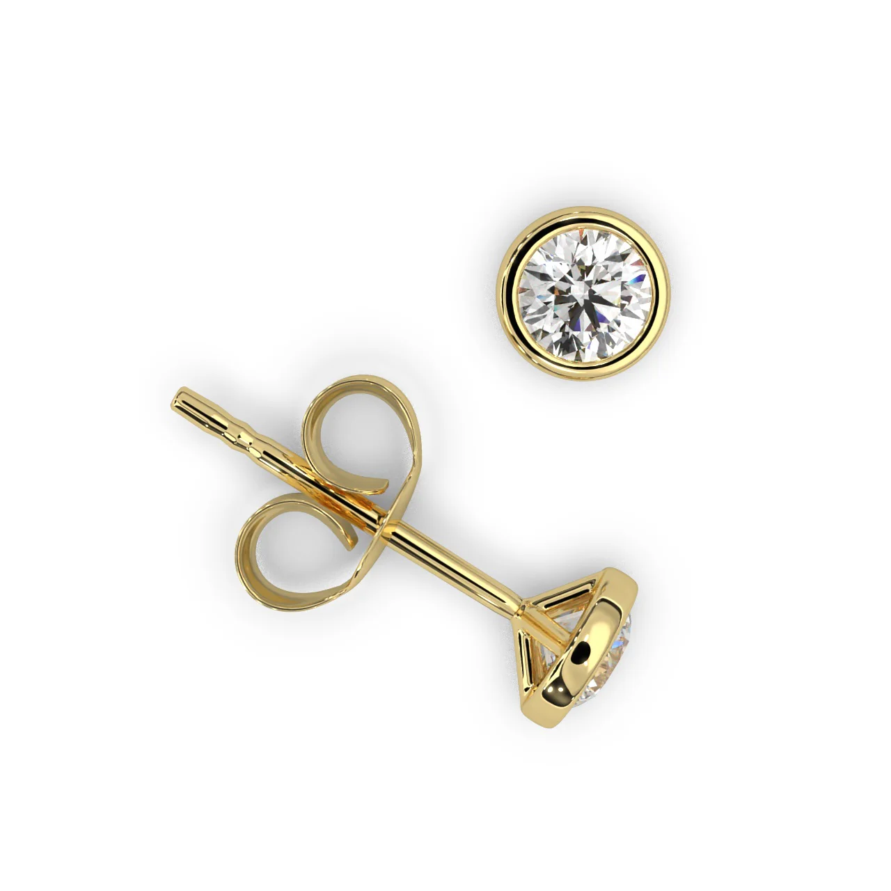 Round Lab Diamond Bezel Set Stud Earrings - 1.00Ct - 2.00Ct - Image 10